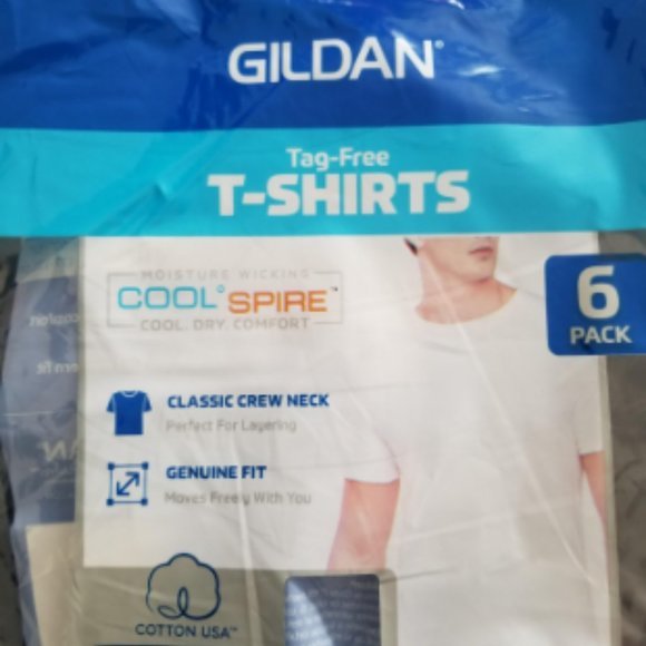 Men's Crew 100% Cotton T-Shirts 6-Pack - Picture 2 of 7